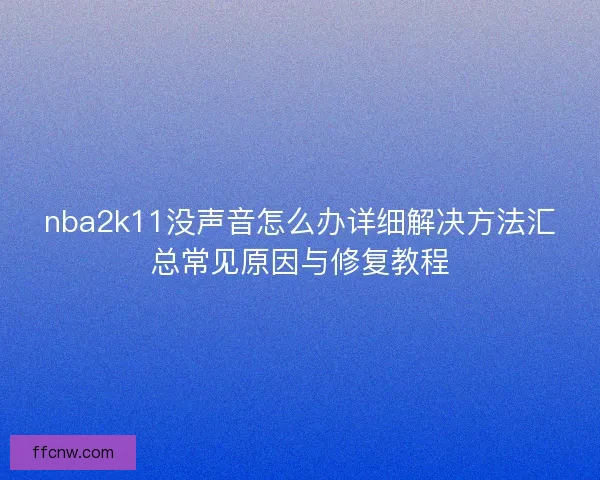 nba2k11没声音怎么办详细解决方法汇总常见原因与修复教程
